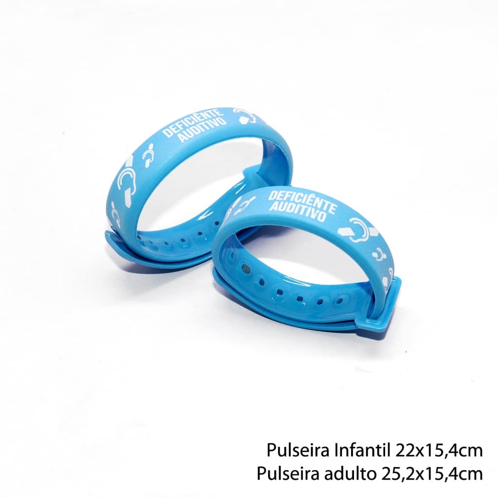 PULSEIRA BRACELETE IDENTIFICAÇÃO DEFICIÊNCIA AUDITIVA - PINO REGULAGEM CONFORTAVEL AJUSTAVEL