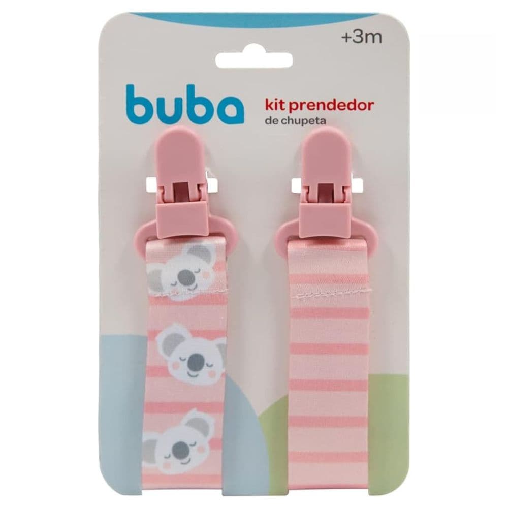 Kit Prendedor Chupeta Buba C/2 +3m Feminino Rosa/Coala 14496
