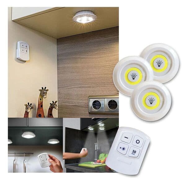 Kit 3 Lâmpada Luminária Led Spot Sem Fio Controle Remoto