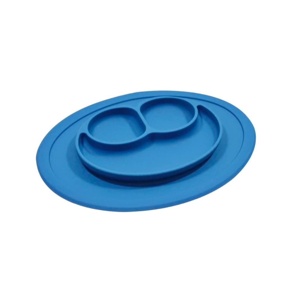 Pratinho de Silicone com Divisória e Jogo Americano em Silicone - Azul