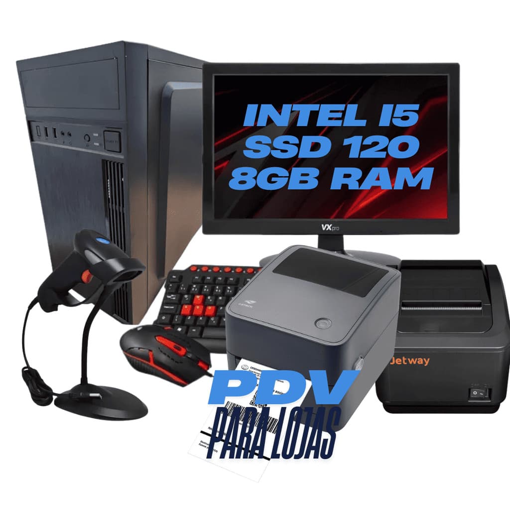 Kit Loja Pdv I5 ssd120 8RAM + Tela + Leitor + imp etiqueta
