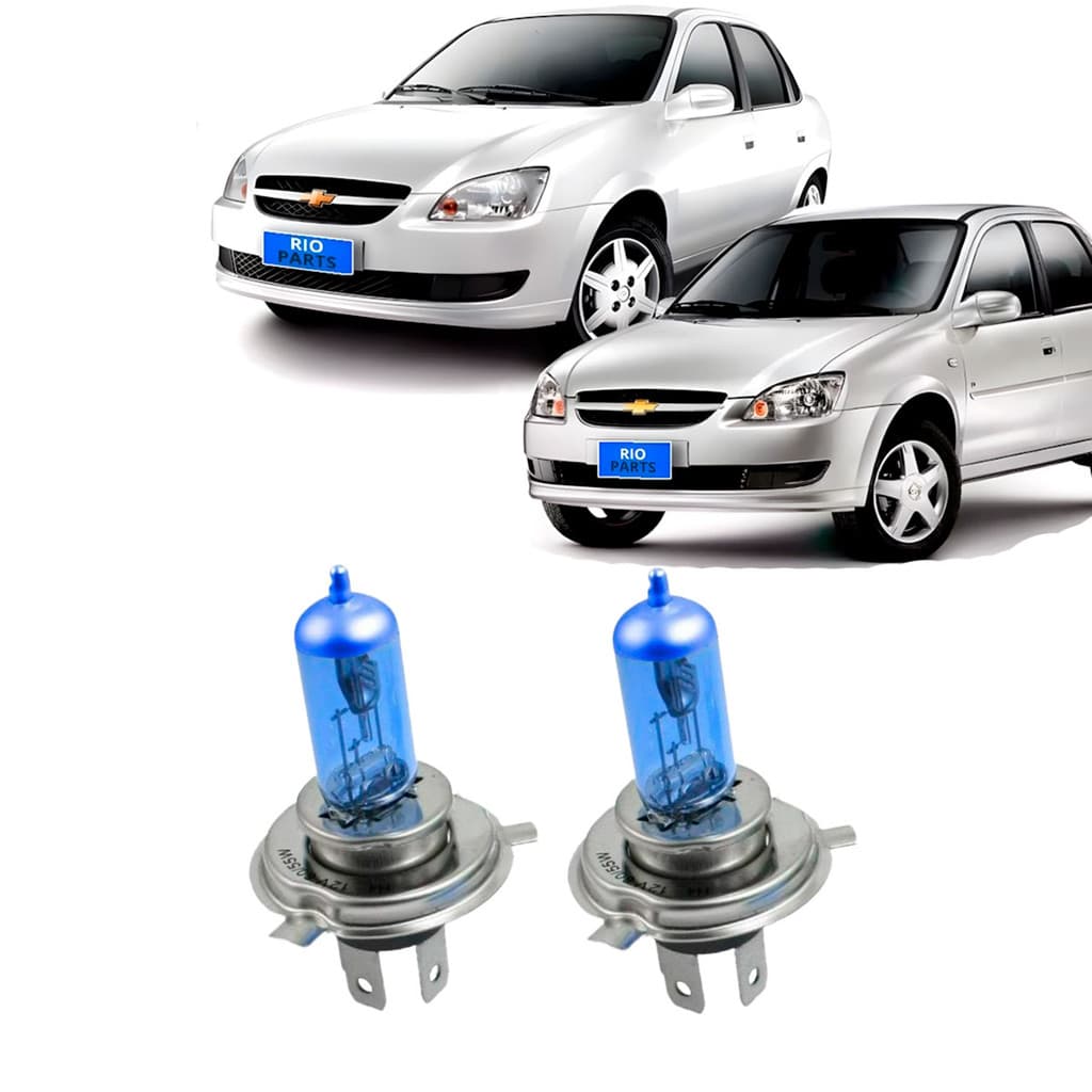 Par de Lâmpadas Super Branca Farol para Corsa Classic 2002 03 04 05 06 07 08 09 10 11 12 13 14 15 2016 8500k H4