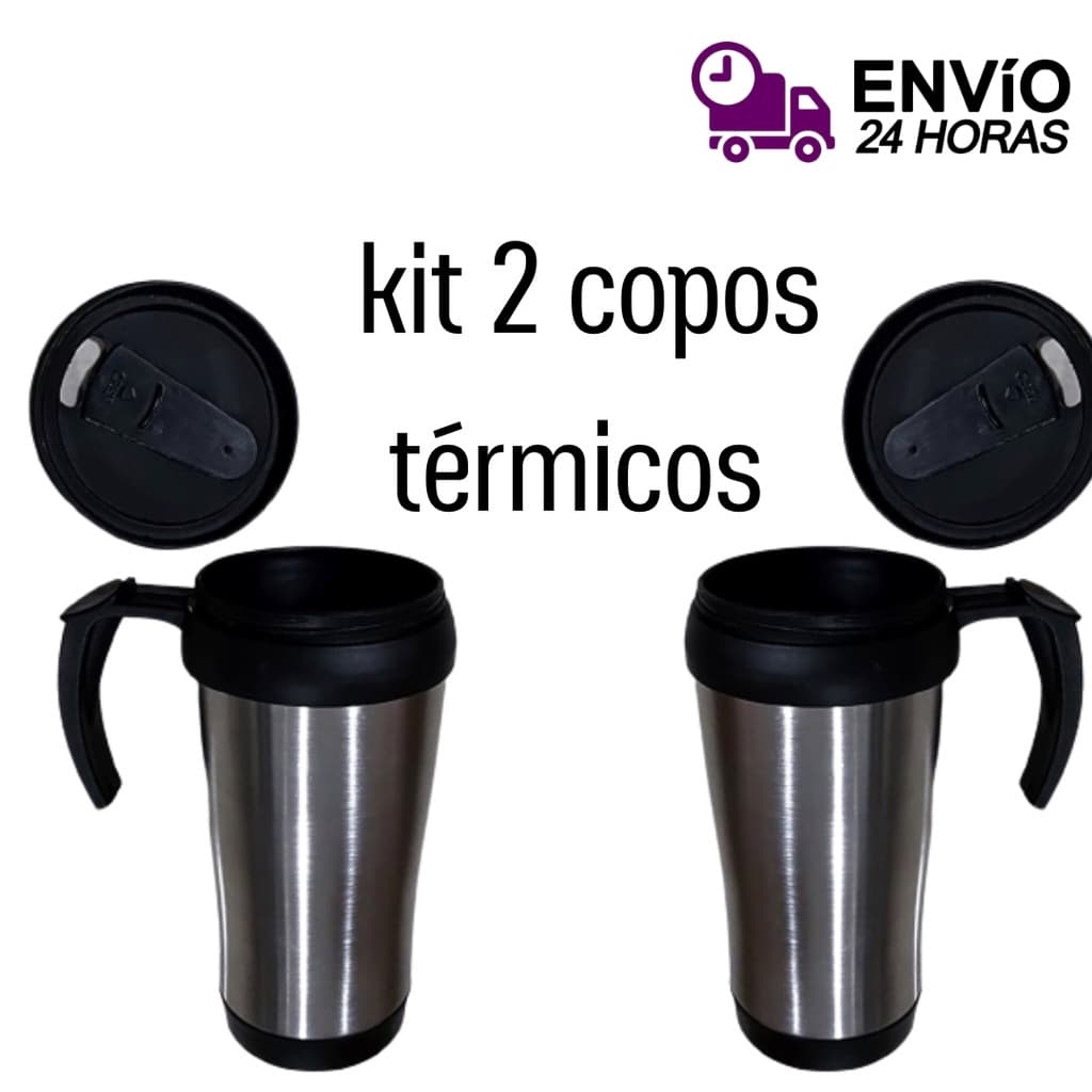 Kit 2copo Térmico Para Café 400ml Para Café Suco Refri Escritório Com Tampa Premium