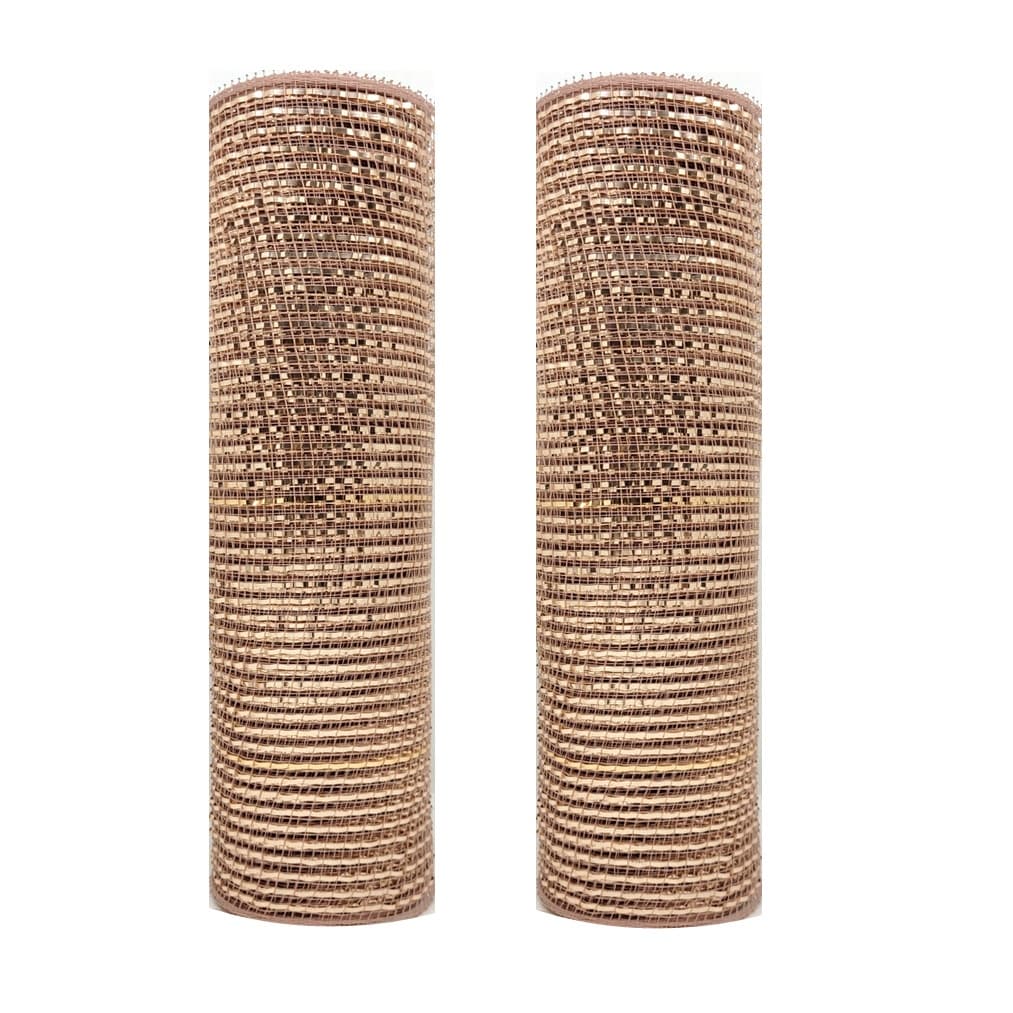 Kit Tela Decorativa Natal Fita 25cm x 5 metros Rosê Gold 2 Peças - Magizi