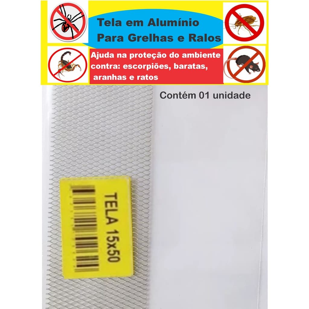 Tela Para Ralo Grelha 15X50 Cm em Alumínio Anti-inseto