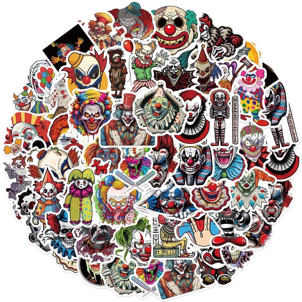 50PCS Cartoon Horror Clown joker Coringa Palhaço À Prova D'água Autocolantes De Grafite Para Capacete De Bicicleta Decalques De Lápis De Conta LanLanStickersWorld