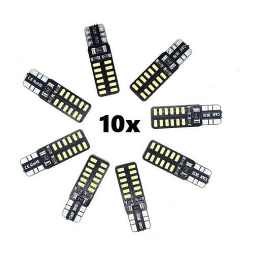 10 Led Lâmpadas Led T10 24 Leds Canbus Super Branca