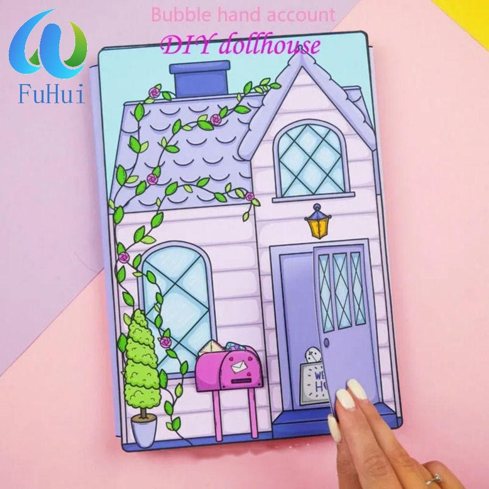 FUHUI Casa De Boneca De Papel Menina , Brinquedo Artesanal DIY Livro Silencioso , Manual De Princesa Bonito