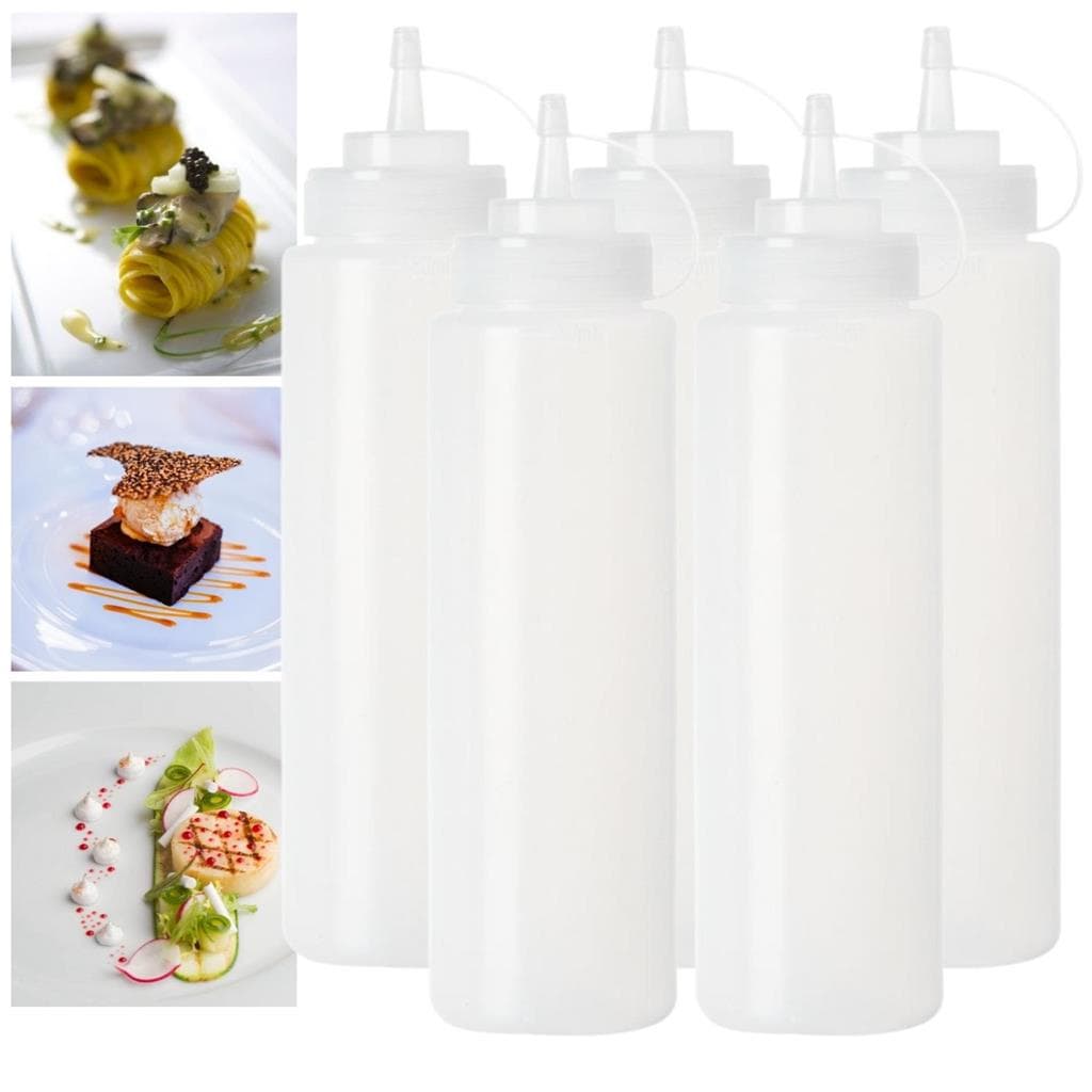 Bisnaga De Molho saladas Graduada Com Bico 700ml kit 5 pecas