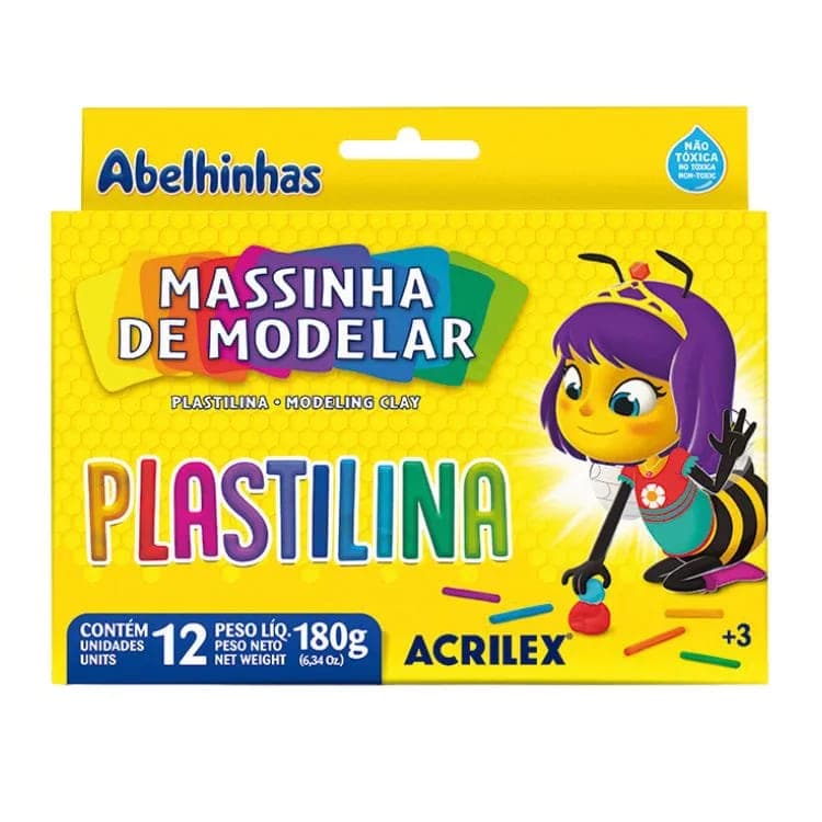 Massa De Modelar 12 Cores Plastilina 180g Acrilex