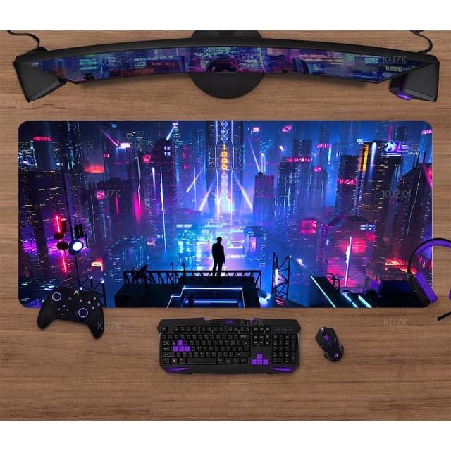 Mousepad anime mouse pad, cidade de tóquio sinais de néon, cyberpunk decoração teclado tapete gamer