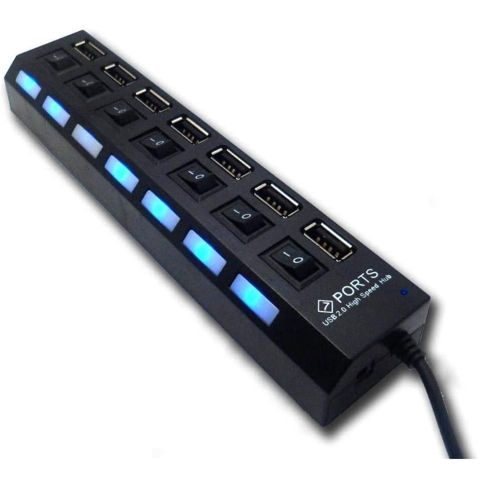 Hub Usb 2.0 Com 7 Portas Switch On/off E Led Indicador
