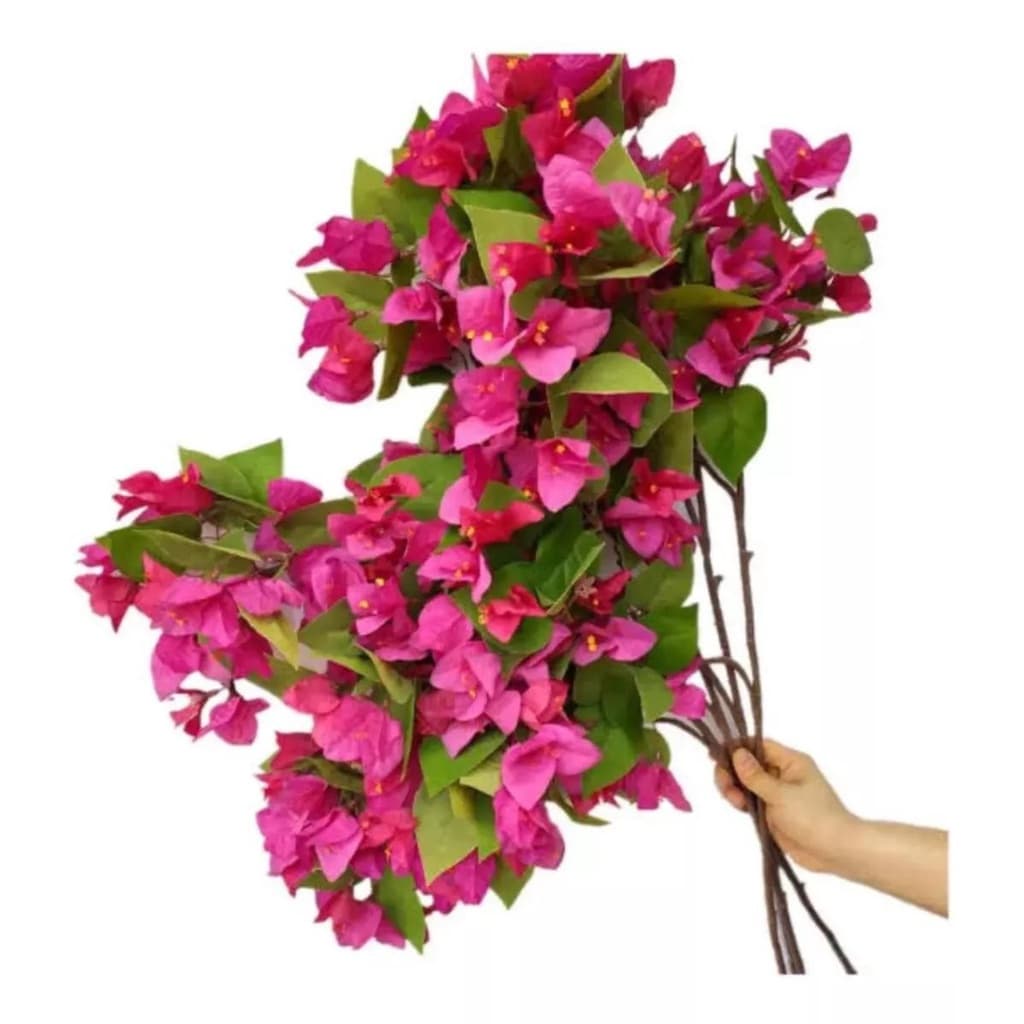 Kit 10 Galhos Hastes de Flores Bougainville Artificial Pink – Toque Real e Efeito 3D – 75cm