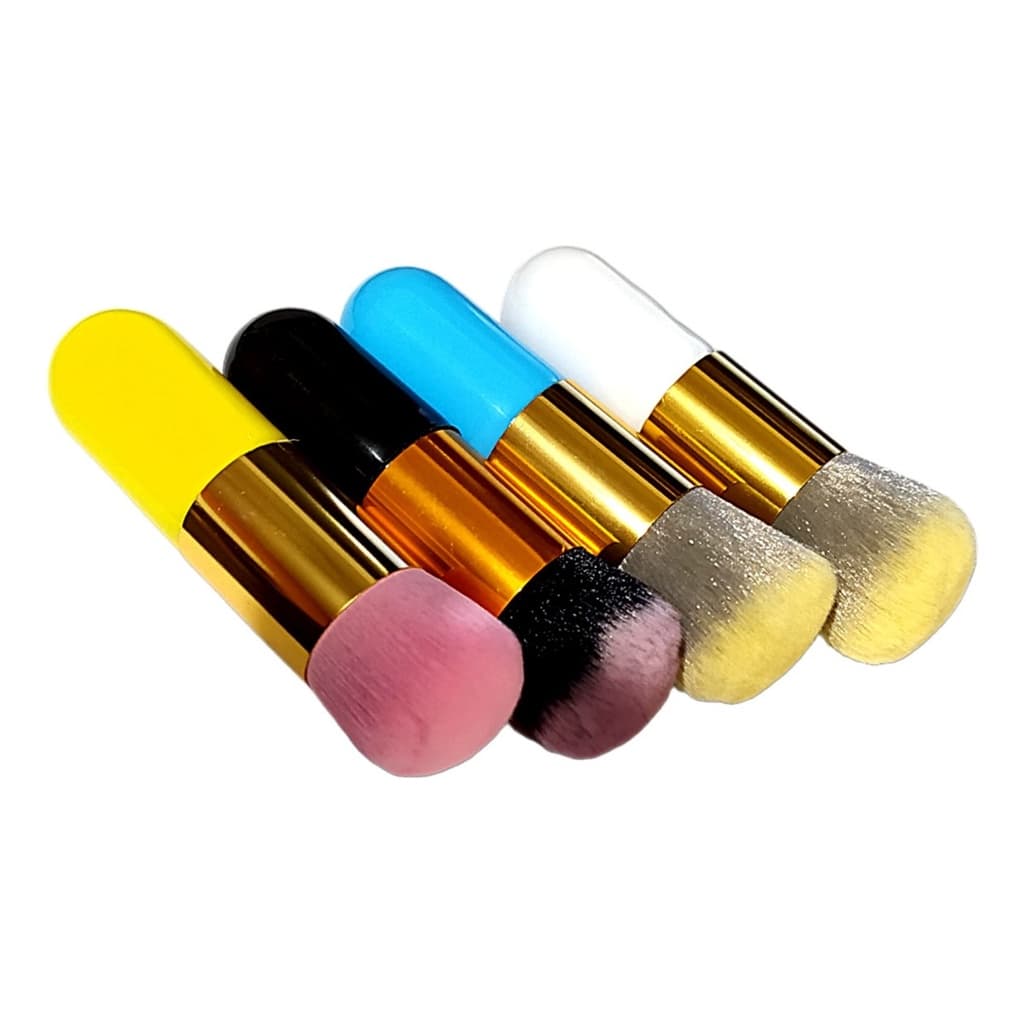 Kit 4 Pinceis Base Cabeça Redonda Maquiagem Cosméticos Make