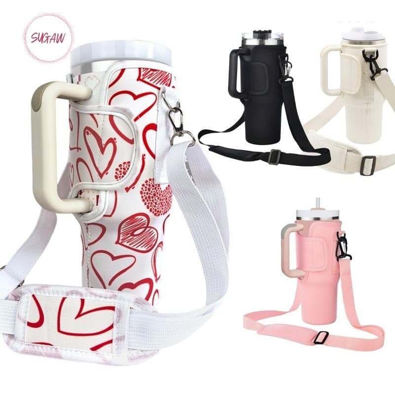 1200ml Bolsa para Garrafa de água Porta Copo Resistente com Alça Ajustável, Ideal para Esportes e Viagens