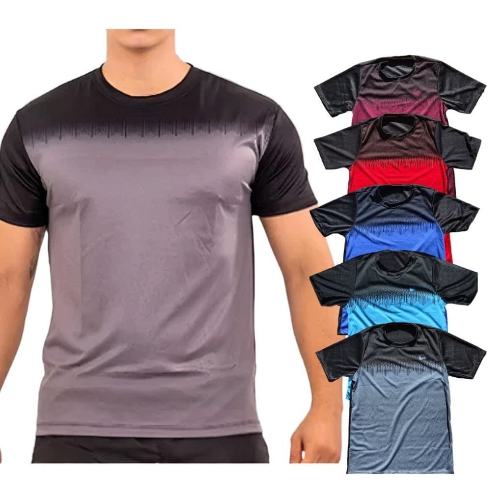 Kit 5 Camisetas Masculina Malha Treino Esportiva Camisa Masculina
