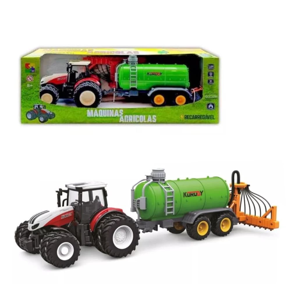 Trator Controle Remoto + Distribuidor de Fertilizantes 1:24 - CKS Toys CP166190