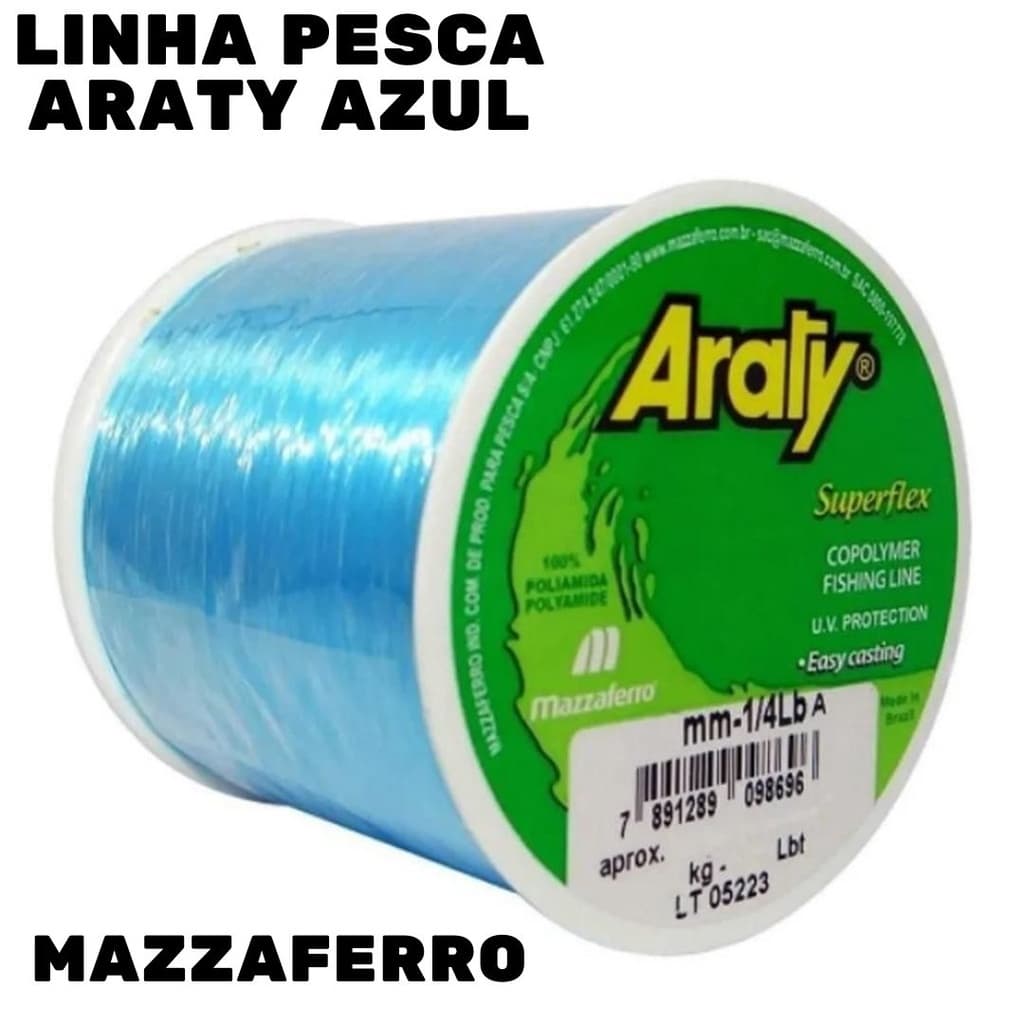 Linha Monofilamento Araty Superflex 1/4 LB Azul  Mazzaferro