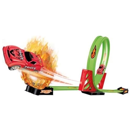 Pista Com Carrinho Corrida Express Wheels Rampa Brinquedo