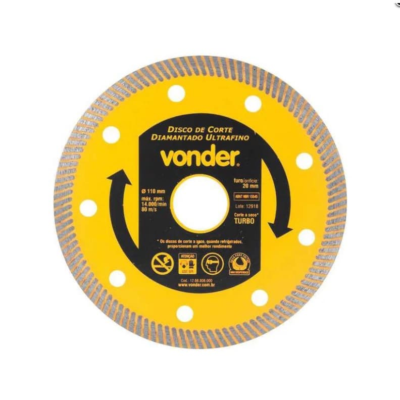 Disco Diamantado Porcelanato Ultrafino 110x1.2mm-vonder
