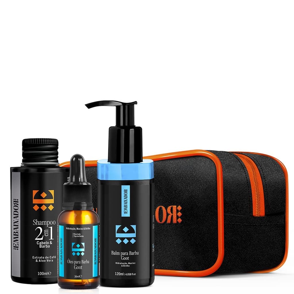Kit Viagem Embaixador - Shampoo 2em1 + Balm e Óleo Barba Goot 100ml