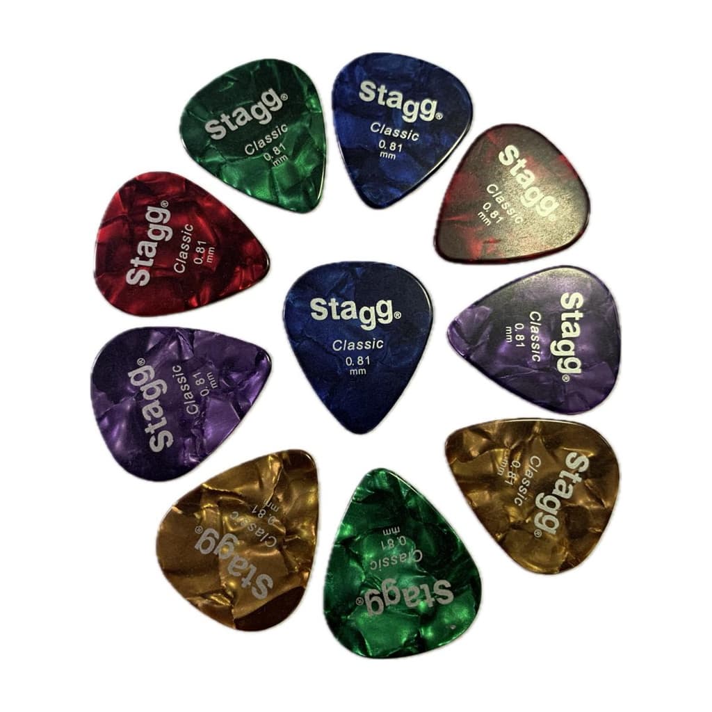 PALHETA VIOLAO GUITARRA STAGG 081mm KIT COM 10