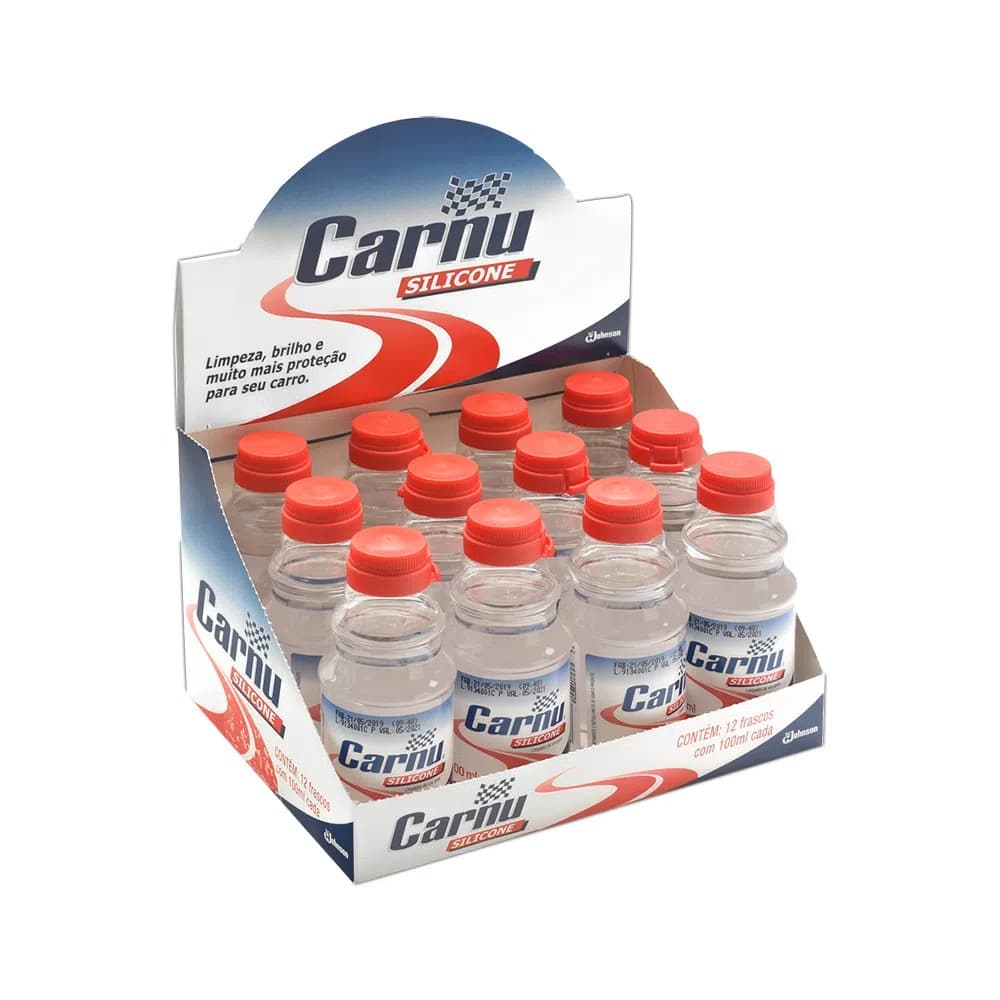 Caixa com 12un Silicone Automotivo Liquido Carnu 100ml