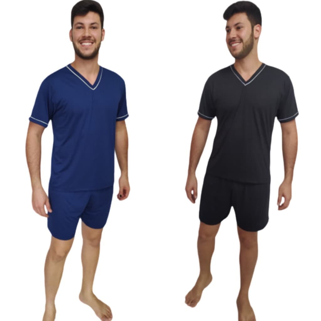 Kit 2 Pijamas Masculino Manga curta  Short de Verão, kit 2 shorts