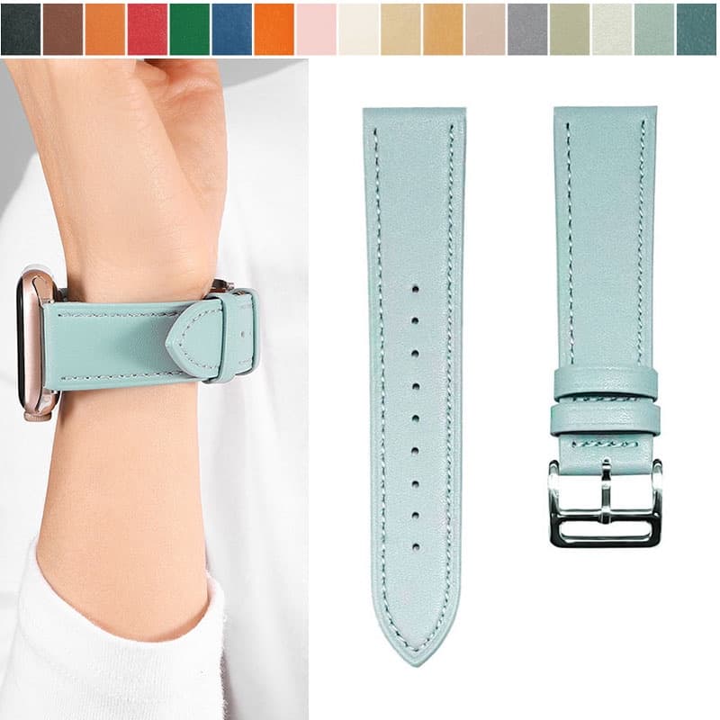 Pulseira Colorida Macia Para Relógio Samrt Watch Band 20mm 22mm Faixa De Couro Genuíno Universal