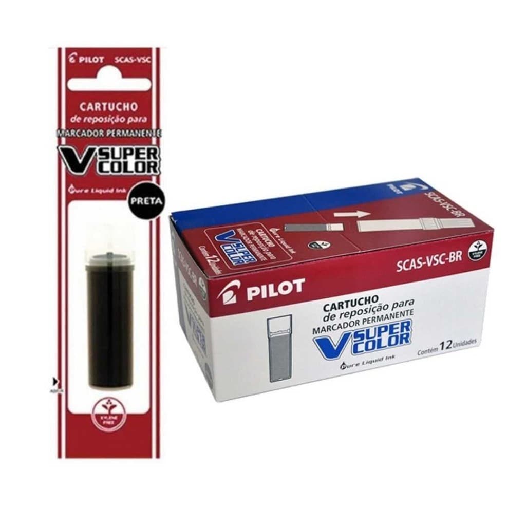 Refil P/ Marcador Permanente Pilot V-super Color Preto C/12