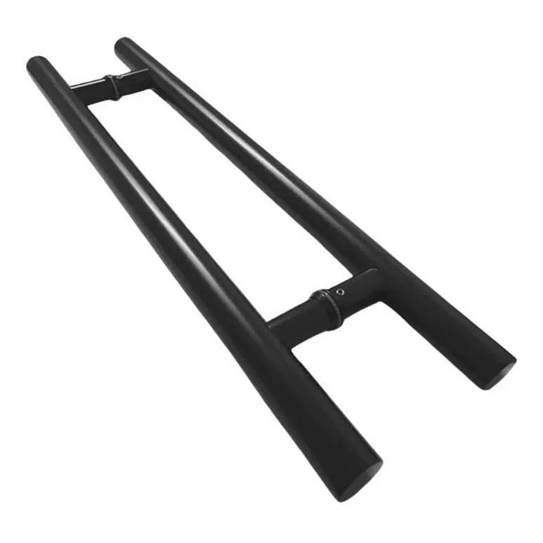 Puxador Preto 40cm (30cm Entre Furos) Tubular Redondo Porta Vidro Madeira Portão