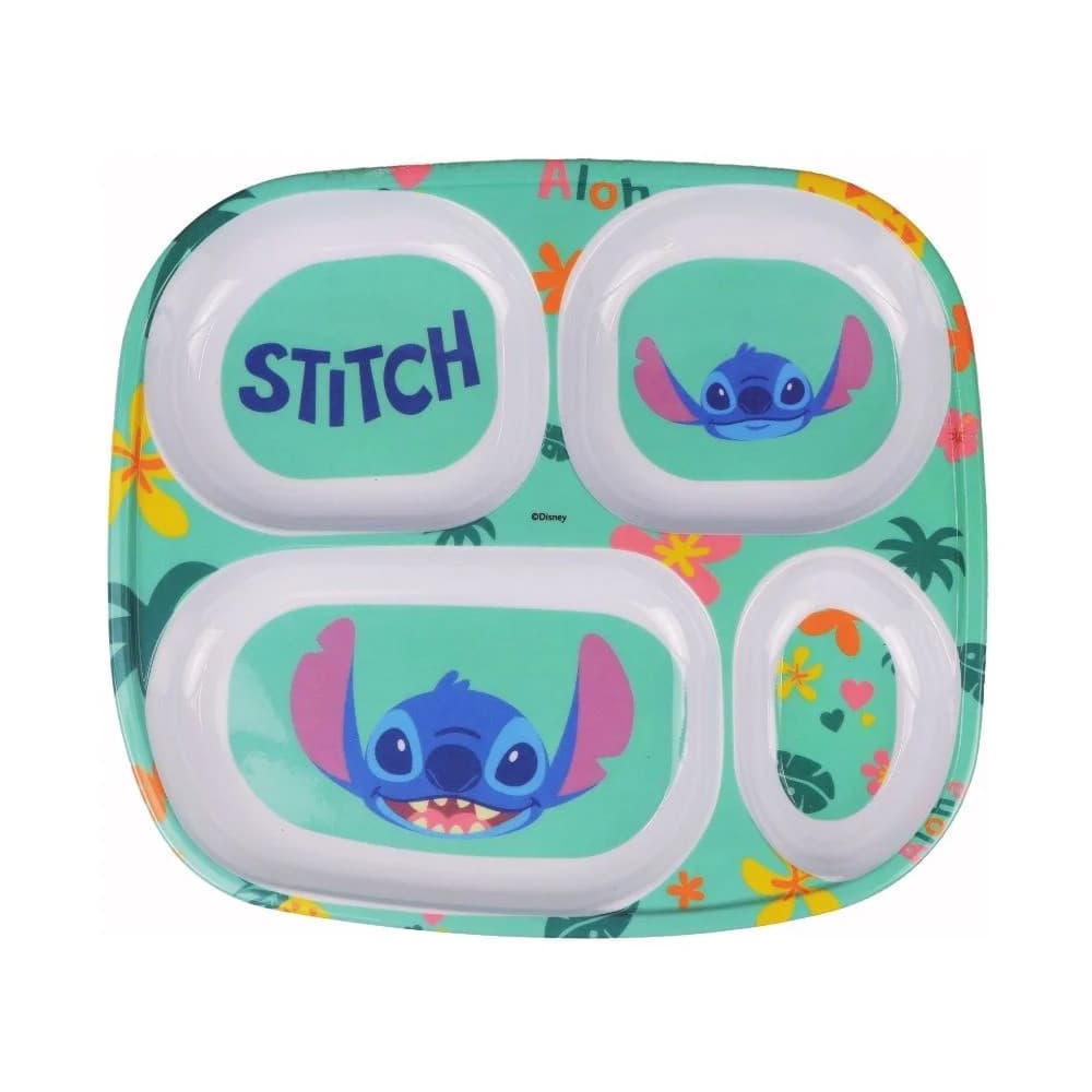 Prato Divisória Infantil Disney Stitch Melamine 24,5cm