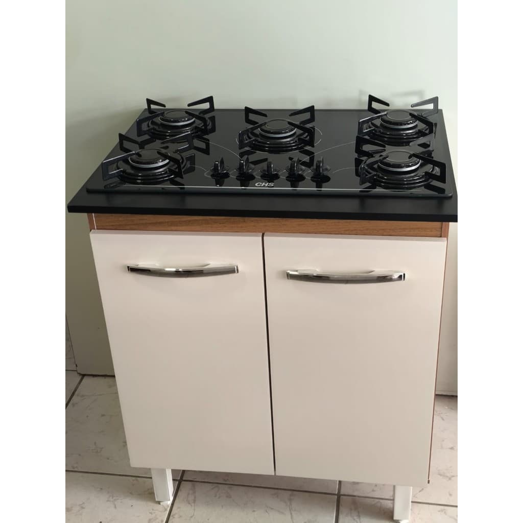Fogão Cooktop + Balcão em Madeira MDP A Gás 5 Bocas