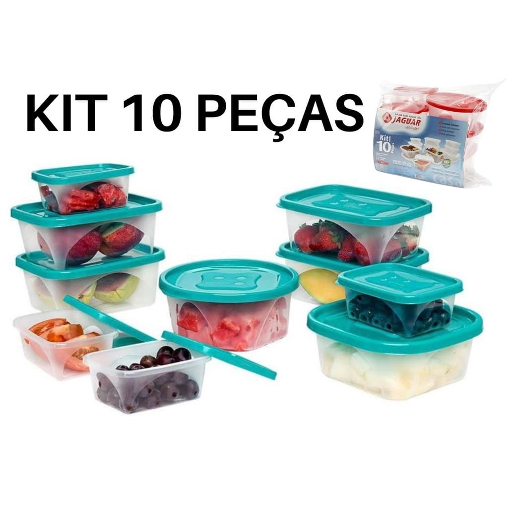 Kit 10 Potes Plástico Vasilhas Para Guardar Alimentos Material Resistente Cores Sortidas