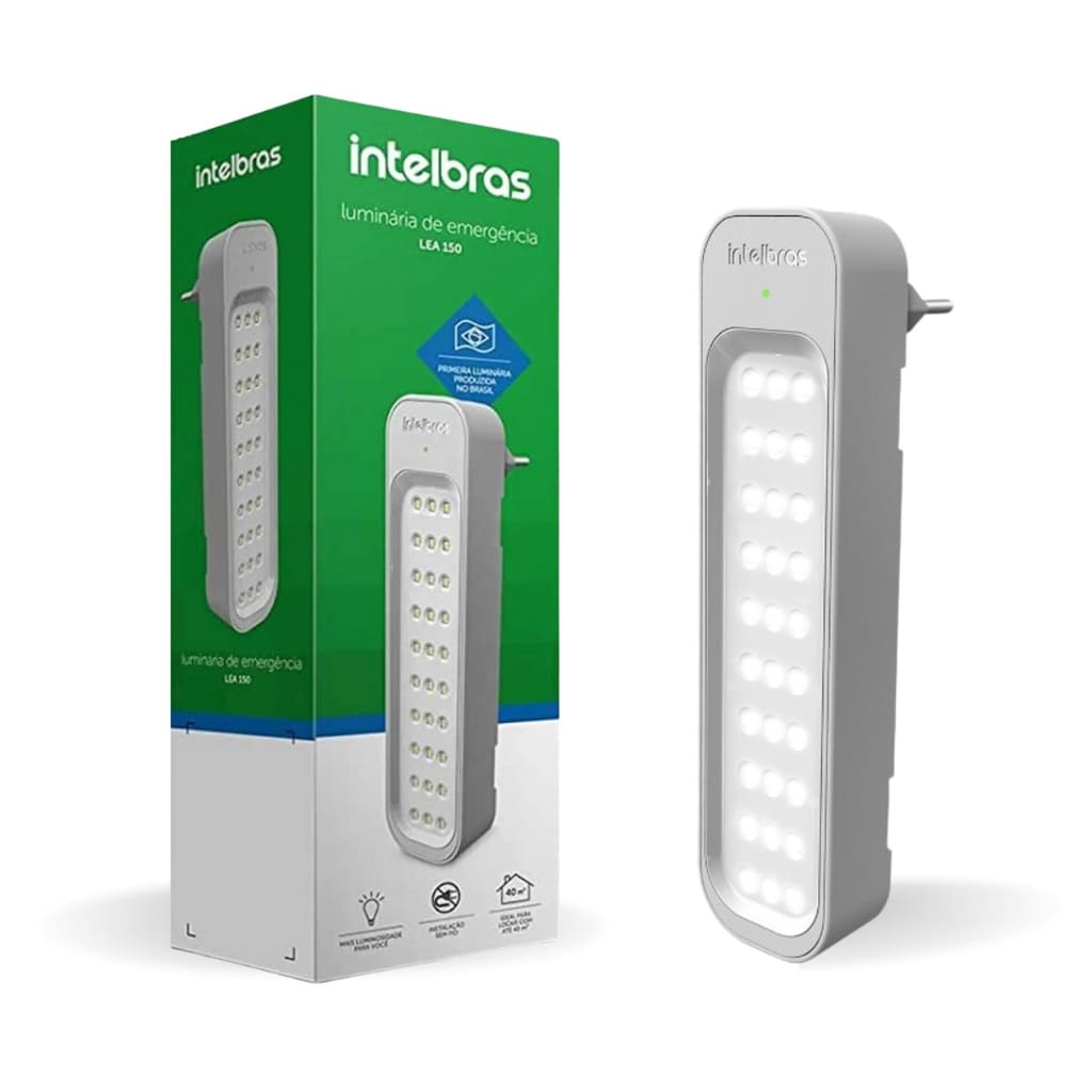 Luz de Emergência Luminária Lea 150 30 LEDs Bivolt 1w Lítio Intelbras Slim Emergencial Autônoma