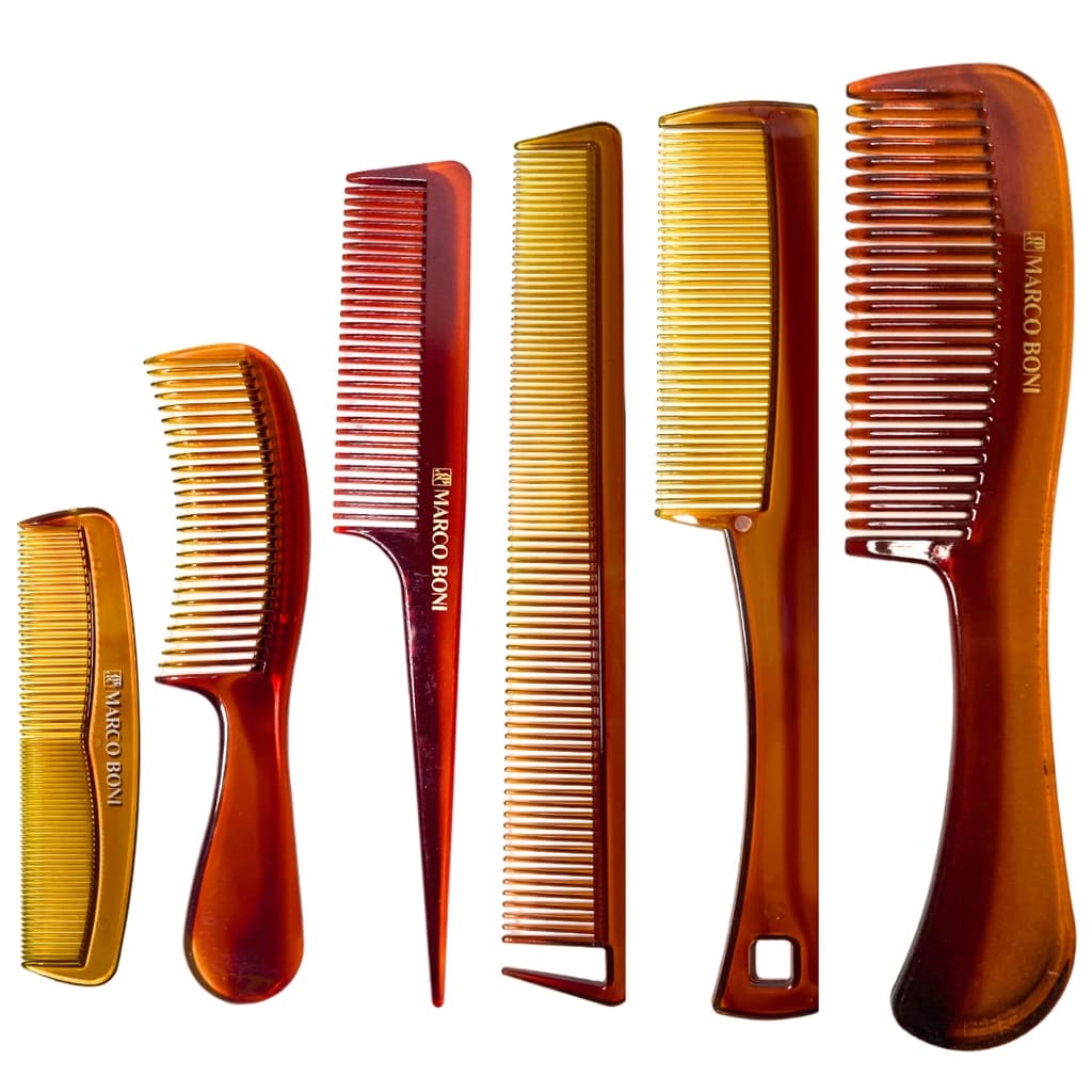 Kit 6 Pentes Cabelo Separador De Mechas Cabo Fino Profissional marrom tartaruga 3426b