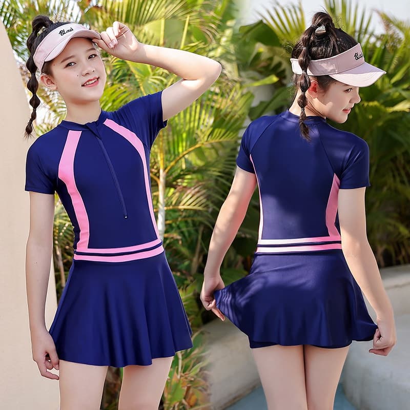 Roupa de Banho Infantil Menina 6-12 Anos | Maiô Praia 2-Peças Conjunto Adorável Estilo Estudante