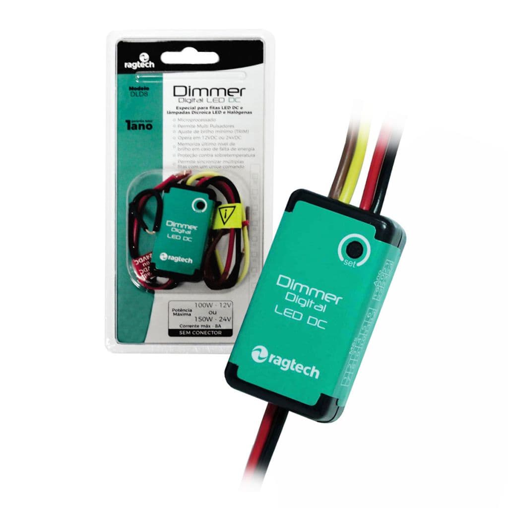 Dimmer Digital Ragtech DLD8, P/ Fita e Lâmpadas LED DC, 100W-12V / 150W-24V - 20DIM4444