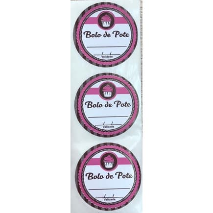 Etiqueta Adesiva Bolo de Pote Rosa com 60 un. Rizzo Confeitaria