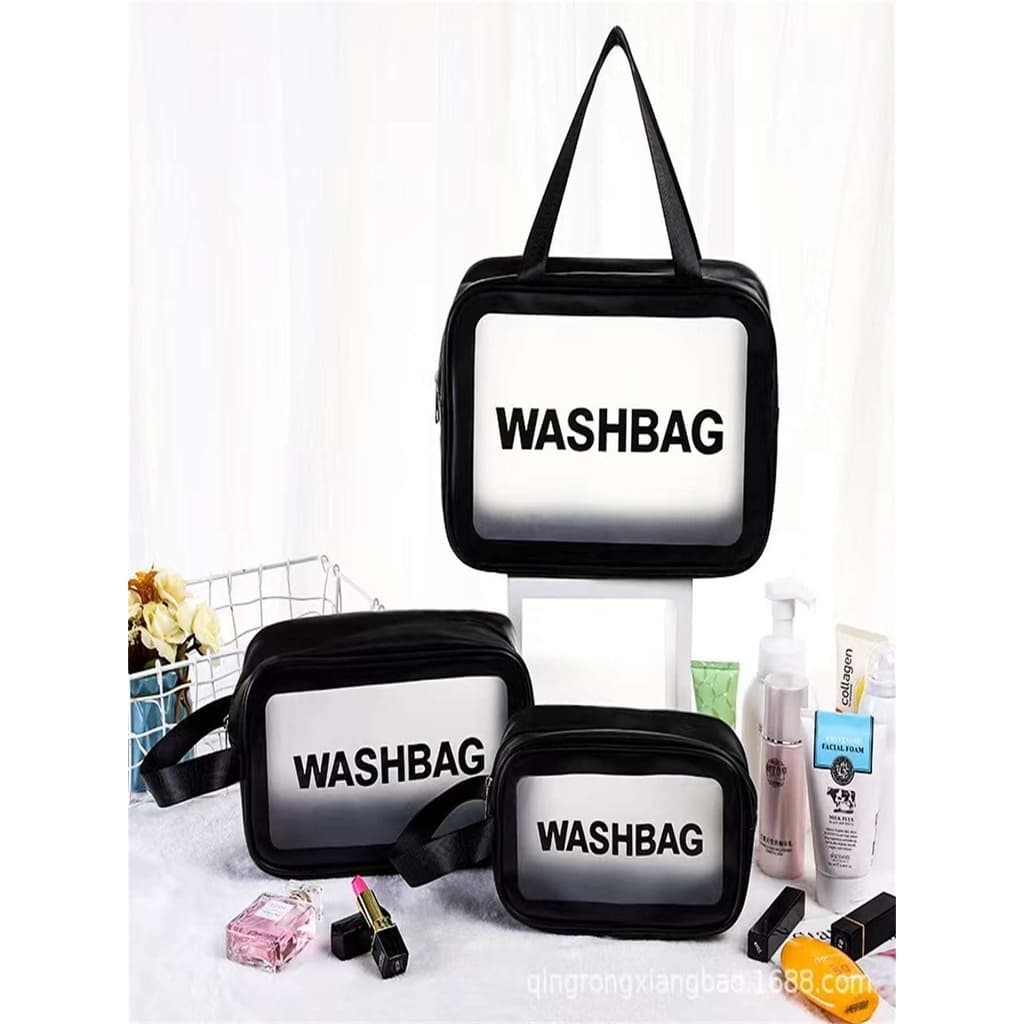 Kit 3 Bolsas Necessaires Maquiagem Feminina Transparente Remédios Washbag Transparente À Prova