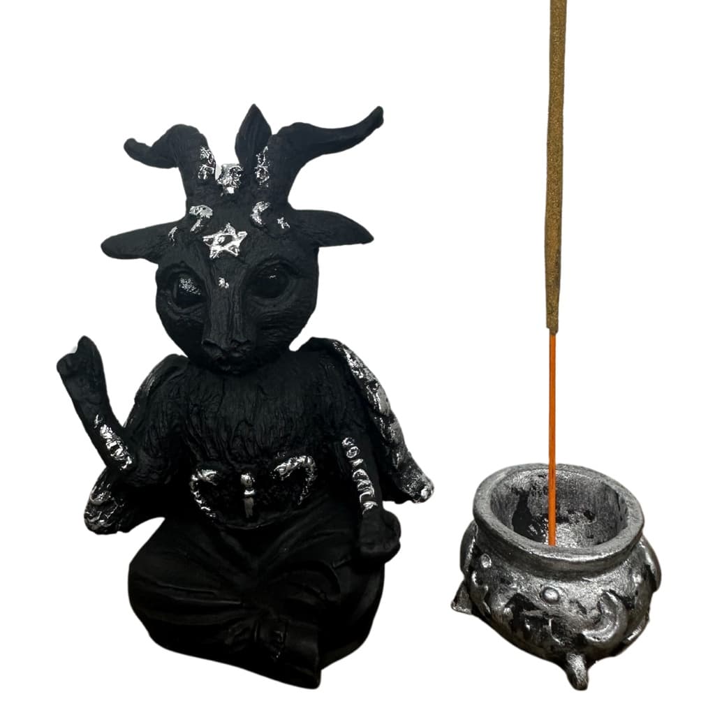 Estatueta Baphomet Bode + Caldeirão Incensário Vareta