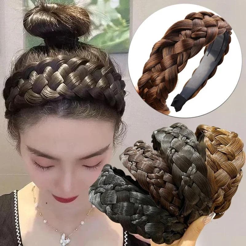 4.5cm Largo Torção Peruca Faixa De Cabeça Para Mulheres Espinha De Peixe Tranças Cabelo Feito A Mão Arco Estilo Cabeleireiro Acessórios
