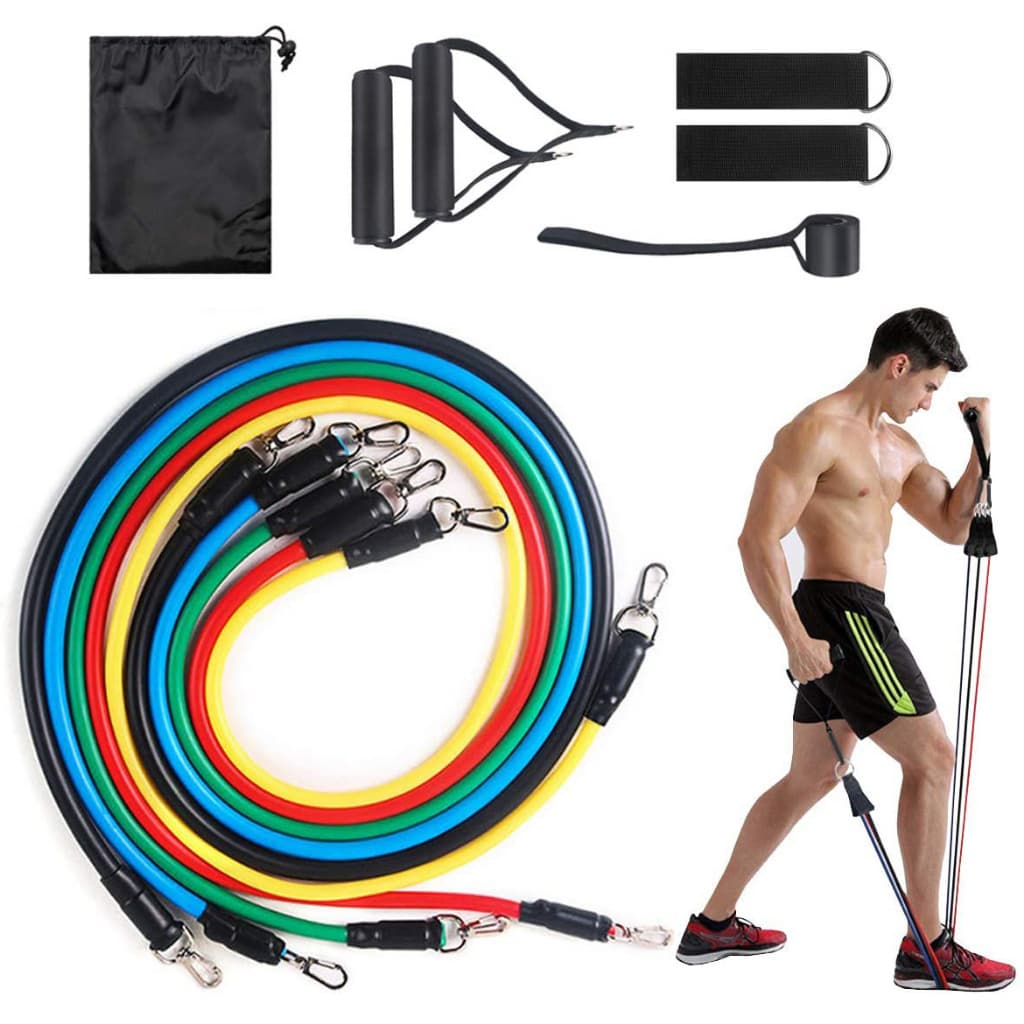 Kit 11 Elásticos de Tensão Extensor Para Exercícios Academia Fitness - BESTMIX
