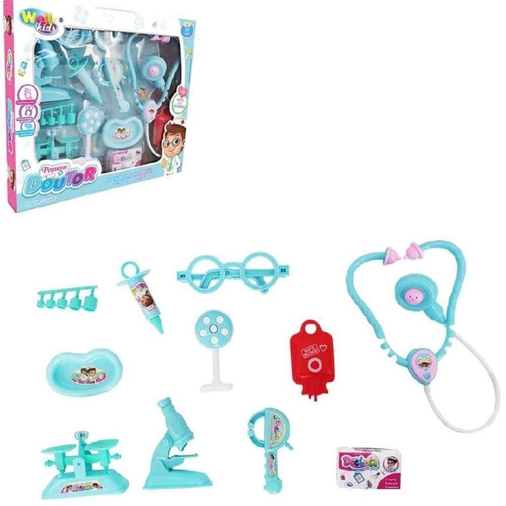 KIT MEDICO INFANTIL DOUTOR ENFERMAGEM COMPLETO 10 PEÇAS BRINQUEDO ESTILO PROFISSIONAL