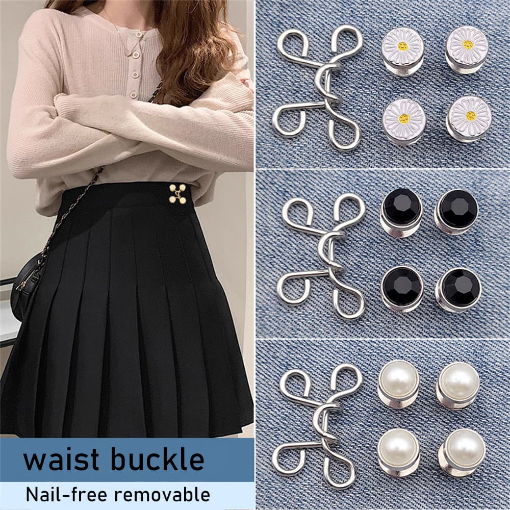 1 Conjunto De Cintura Estreita Ferramenta Útil Apertar Ajustável Botão Oculto Para Pequeno Jeans Gancho Fivela Removível