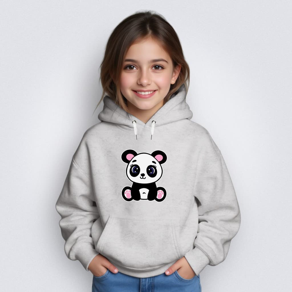 Moletom Infantil Blusa Canguru Capuz Gola Careca Panda Sentado Menina Qualidade Premium