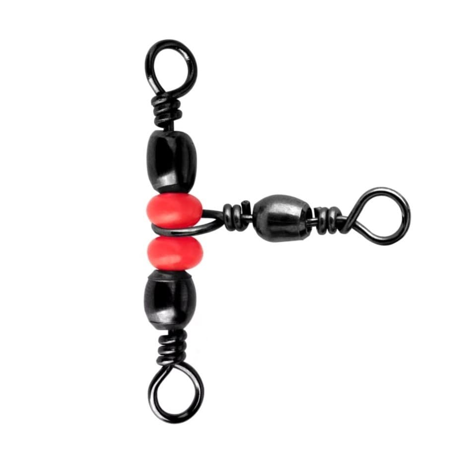 Acessórios Pesca Kit 50pcs Girador Destorcedor Triplo com miçanga 29mm X 14mm 30Lb