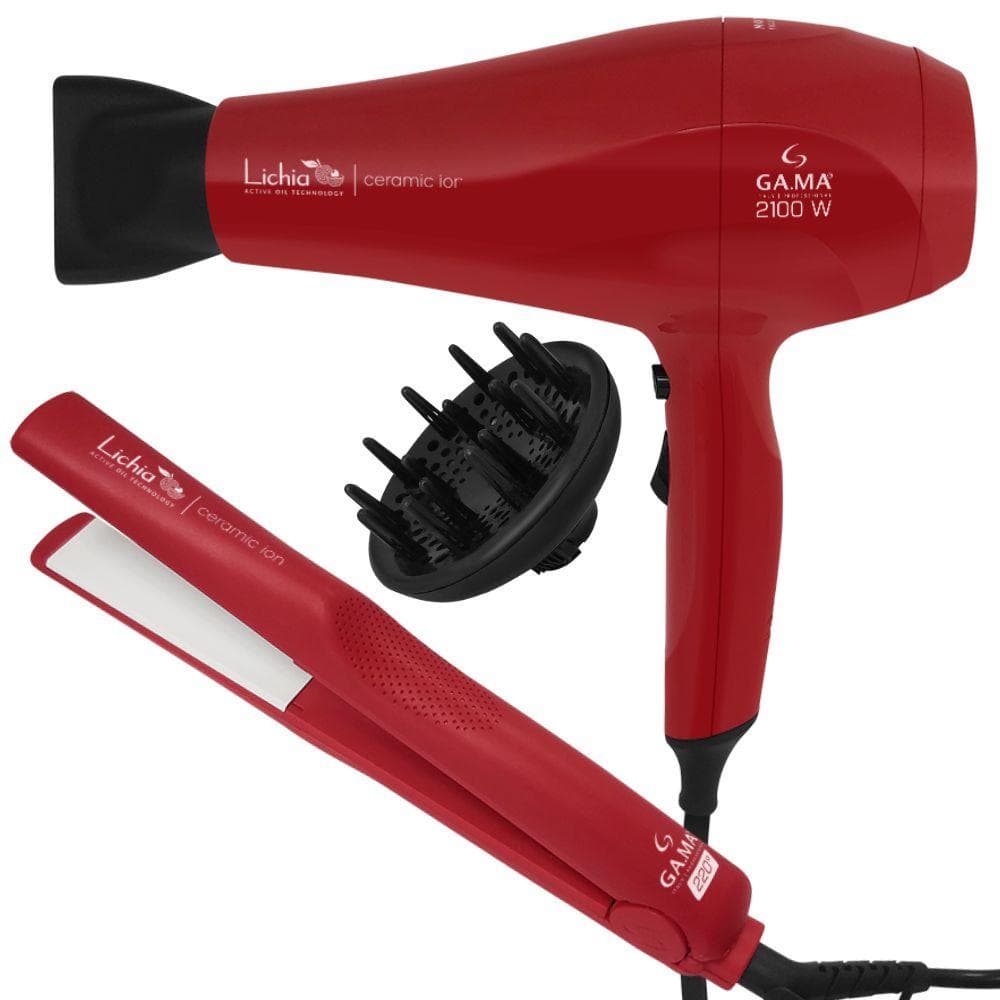 GA.MA ITALY Kit Prancha e Secador de Cabelo Lichia 127V