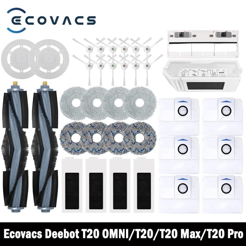 Ecovacs Deebot T20 OMNI/T20 Max Pro Acessórios Escova Lateral Principal Pano Mop Filtro HEPA Saco De Pó Peças Reposição