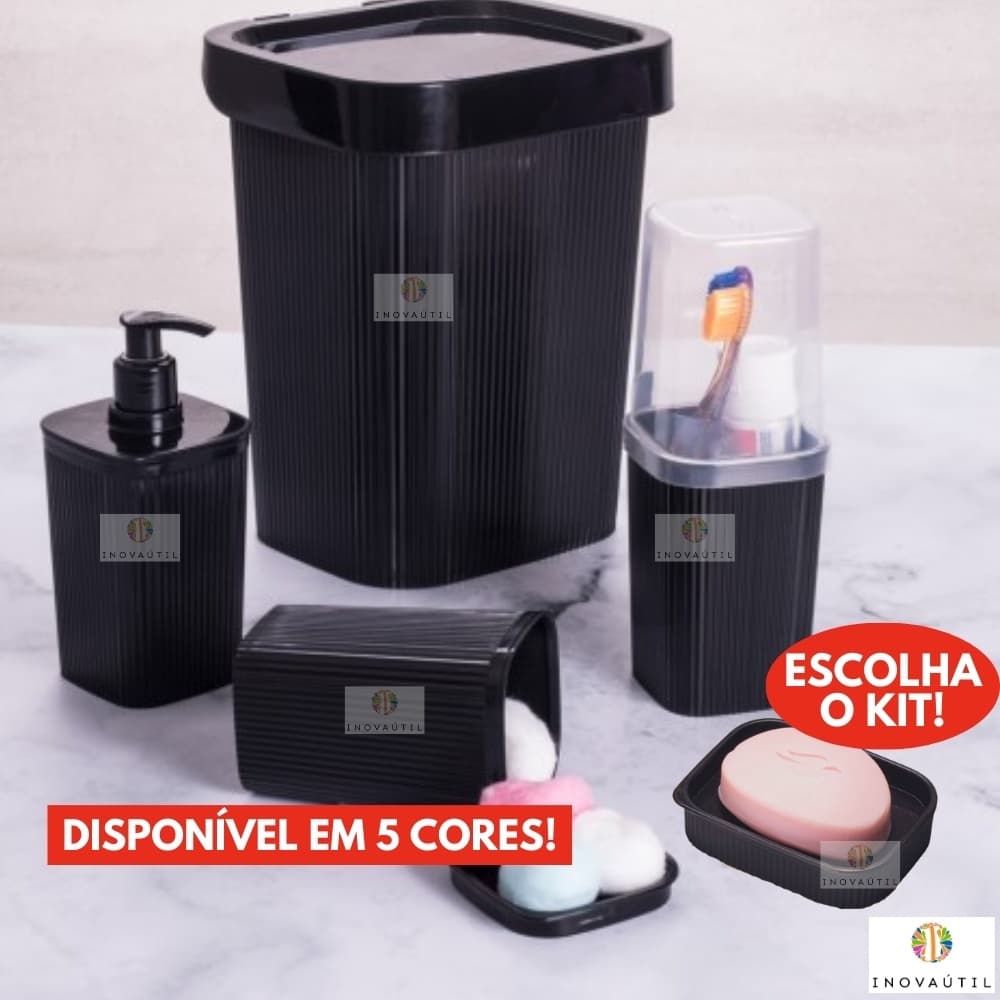Kit Tudo Friso Porta Sabonete Porta Escova de Dente Porta Cotonete ou Algodão Lixeira